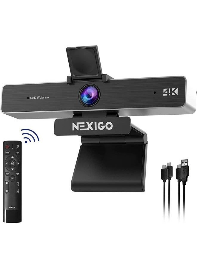 NEXIGO كاميرا ويب قابلة للتكبير بدقة 4K مع تحكم عن بعد وتحكم بالبرمجيات، مستشعر سوني ستارفس، تكبير رقمي 5X، كاميرا ويب مع ميكروفونات ستيريو مزدوجة، لزوم سكايب تيمز تويتش - Image 1