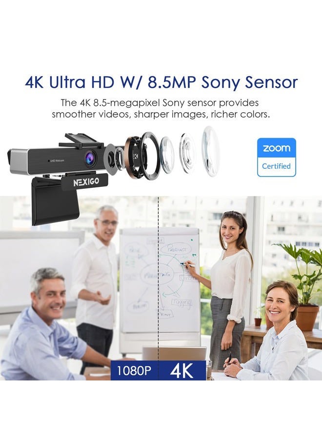 NEXIGO كاميرا ويب قابلة للتكبير بدقة 4K مع تحكم عن بعد وتحكم بالبرمجيات، مستشعر سوني ستارفس، تكبير رقمي 5X، كاميرا ويب مع ميكروفونات ستيريو مزدوجة، لزوم سكايب تيمز تويتش - Image 2