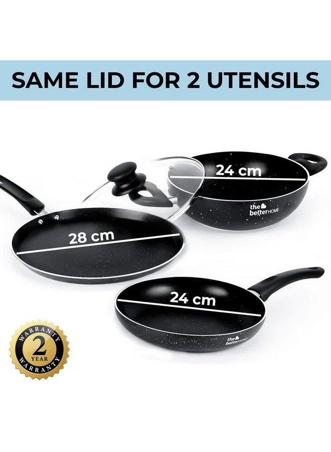 The Better Home Non Stick Induction Cookware (3mm Thickness)| Induction Utensils for Cooking |Non Stick Frying Pan (24cm), Non Stick Dosa Tawa (28cm), Non Stick Kadai (24cm) | 3 Layer Nonstick Coating - Image 5