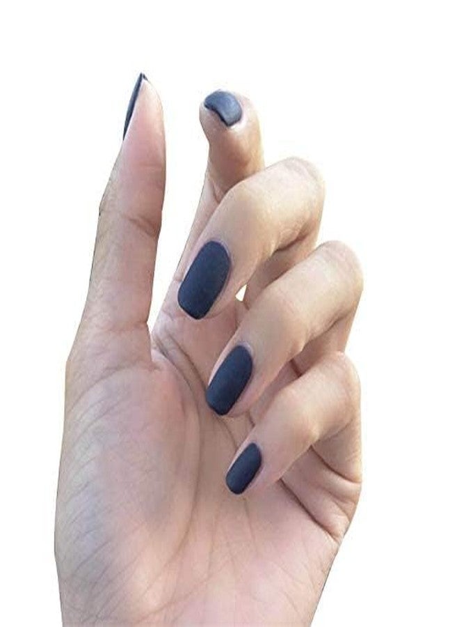 JINDIN Press On Nails Square Blue Short Matte Fake Nails with Glue Design False Nails Full Cover Acrylic Sticker On Nails for Women Girls 24 Sheet (Navy Blue) - Image 5