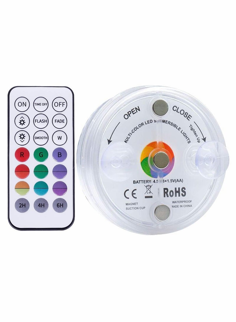 XiuWoo Submersible LED Lights with Strong Magnet, Suction Cup, RF Remote, 13 Underwater Led Pool IP68 Waterproof, Battery Operated Pond Light for Bathtub, Shower, Hot Tub, Party - Image 1