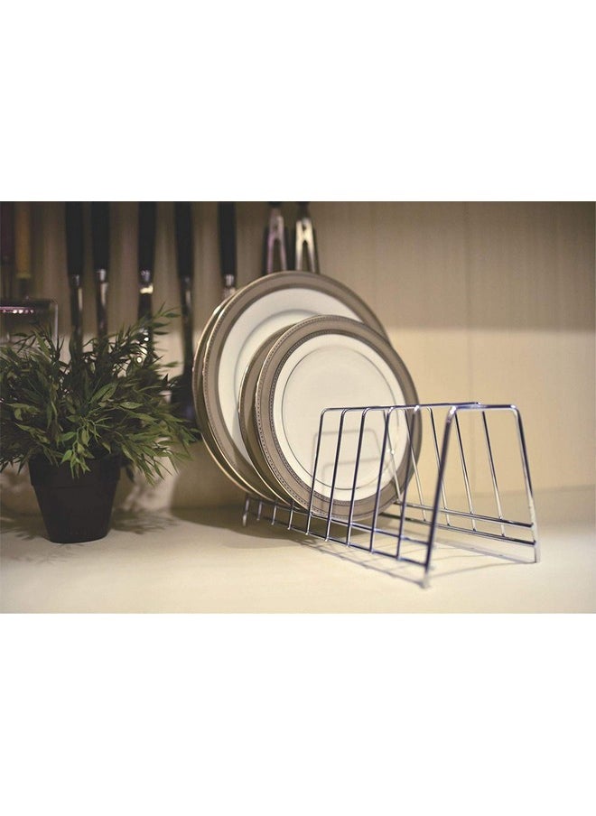 Life Time LIFE TIME Multipurpose Chrome Plated Stainless Steel Dish thali Plate Rack Holder Stand for Kitchen Utensil Rack, Pot lid Holder (6 Sections Plate Rack)  - Image 1