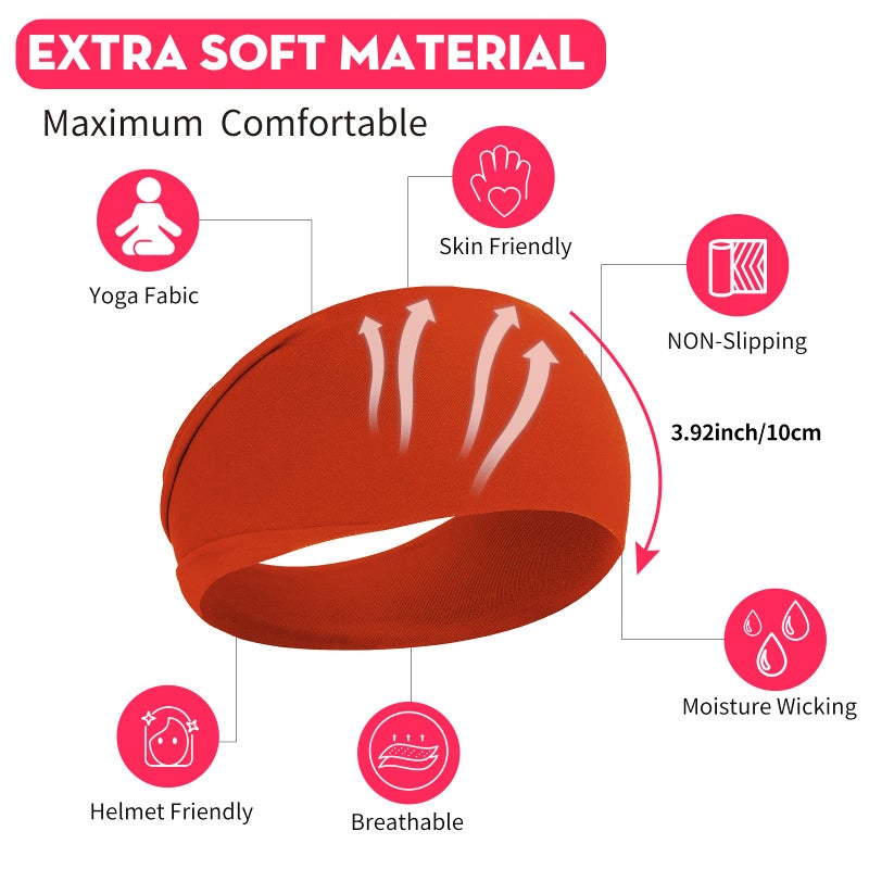 RITOPER Women's Workout Wide Headbands - Non Slip, Super Soft Yoga Running Exercise Bands, Elastic Sweat and Hair Wraps - Image 3