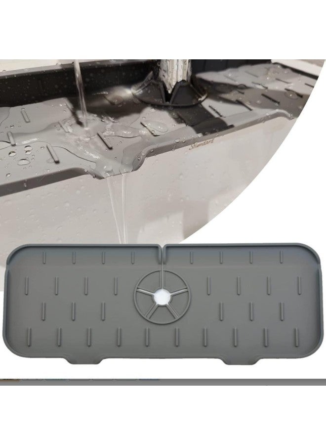 Hot Silicone Sink Anti-spill Draining Mat Faucet Splash-proof Water Mat Kitchen Bathroom Absorbent Mat-Color:120g Black Splash-proof Water Mat Opp Bag  - Image 2