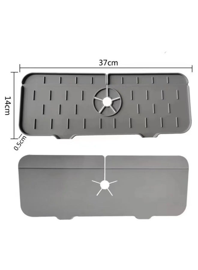 Hot Silicone Sink Anti-spill Draining Mat Faucet Splash-proof Water Mat Kitchen Bathroom Absorbent Mat-Color:120g Black Splash-proof Water Mat Opp Bag  - Image 5