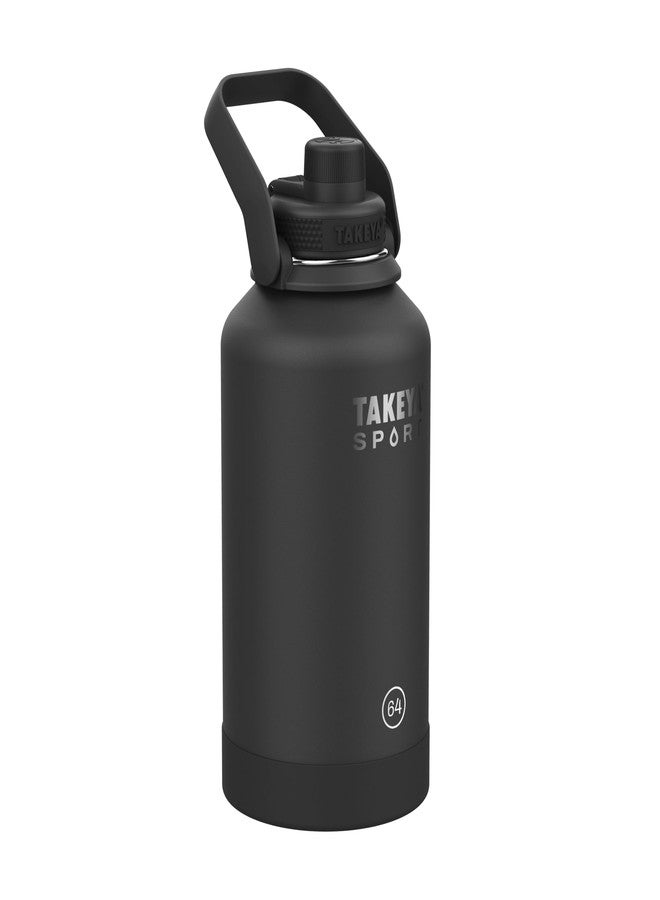Takeya Sports Water Bottle with Spout Lid - Bottle with Triple Stainless Steel Insulation - Dishwasher Safe & BPA-Free - Bottle with Ice-Blocking Spout Lid & Removable Bumper - 64 oz, Grand Slam Black - Image 1