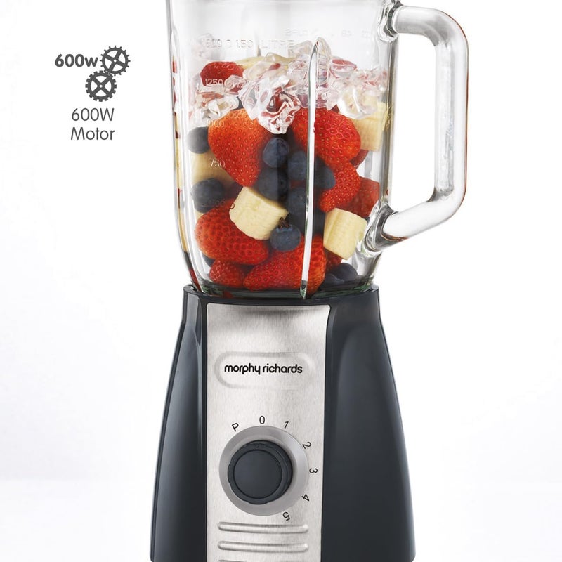 Morphy Richards Total Control Glass Jug Blender with Ice Crusher Blades, 5 Speed Settings, Pulse Control, 600 W, 1.5 litres, Grey, 403010 - Image 4