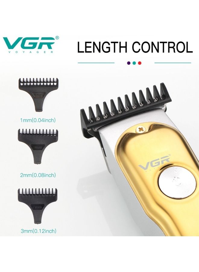 VGR V-290 Professional Electric Rechargeable LED Display Best Hair Trimmer Gold/Silver - Image 2
