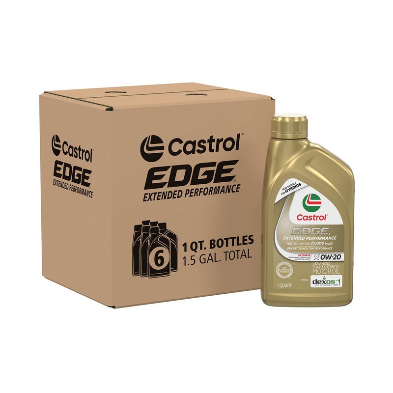 Castrol Edge Extended Performance 0W-20 Motor Oil 1 Quart, Pack of 6 - Image 1