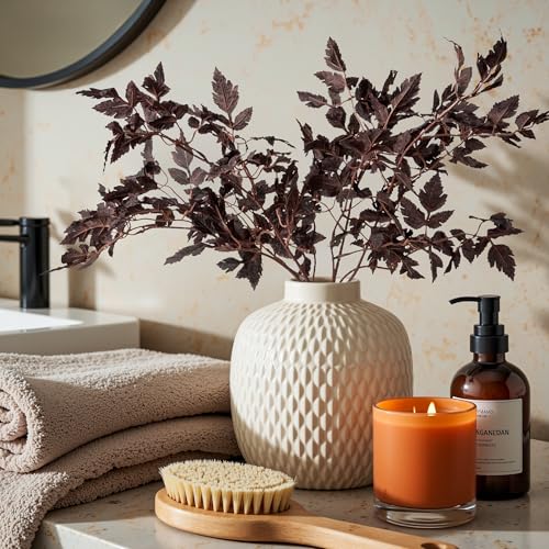 Ttranewsoo Artificial Cimicifuga Plant Leaf Fake Plants 4PCS Fall Stems for Vases 23.6In Fake Leaves Silk Plants for Fall Decorations for Home Dining Table, Wedding, Fireplace Decor No vase - Image 1