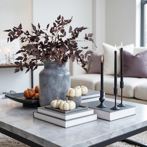 Ttranewsoo Artificial Cimicifuga Plant Leaf Fake Plants 4PCS Fall Stems for Vases 23.6In Fake Leaves Silk Plants for Fall Decorations for Home Dining Table, Wedding, Fireplace Decor No vase - Image 3