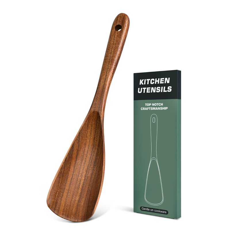MemoGem Wooden Spatula Spoon, Multifunction Spatula Cooking Spoon for Non Stick Cookware, Heat Resistant Acacia Wood Kitchen Utensils for Cooking, Serving, Scooping, Scraping, BPA-Free, 11.6 x 2.8 Inch - Image 1