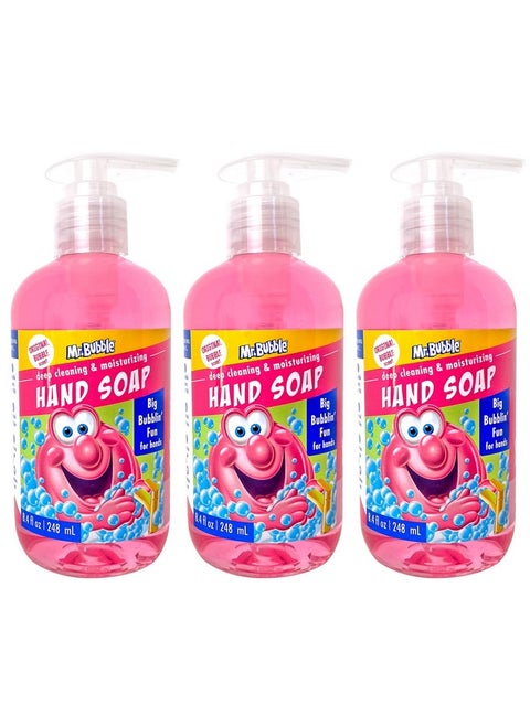 Mr. Bubble Kids Moisturizing Hand Soap, Gentle Sensitive Skin Formula Enriched with Nourishing Aloe Vera - Original Bubble Scent (Pack of 3 Bottles, 8.4 Fl Oz Each)