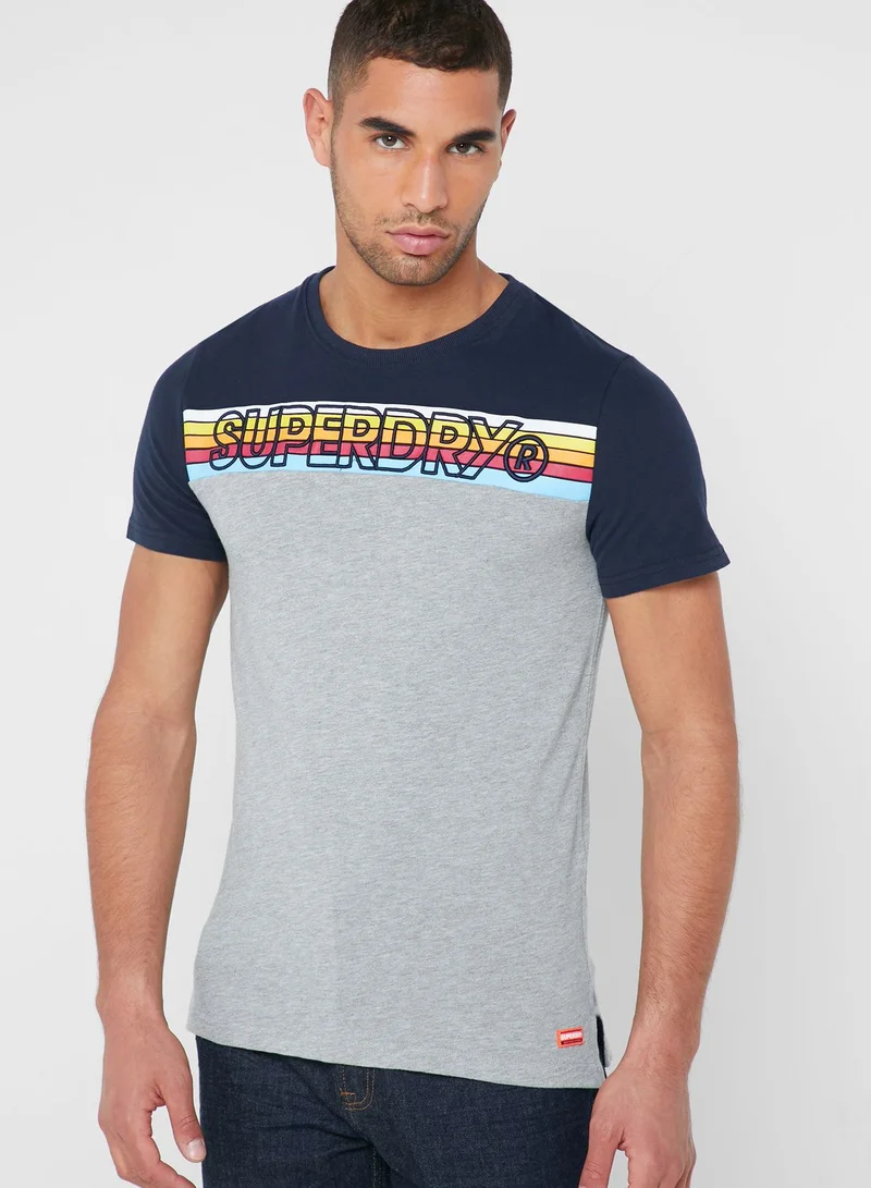 Superdry Cali Stripe Embroidery Crew Neck T-Shirt