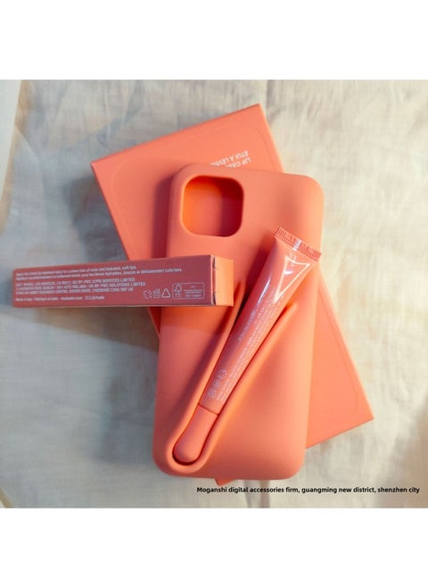 Rhodee Lipstick Lip Gloss IPhone16promax Phone Case For Apple 15pro Silicone 14 Color Box Packaging-Color:Orange (with Original Packaging) + Lipstick-Applicable Models:iphone16plus