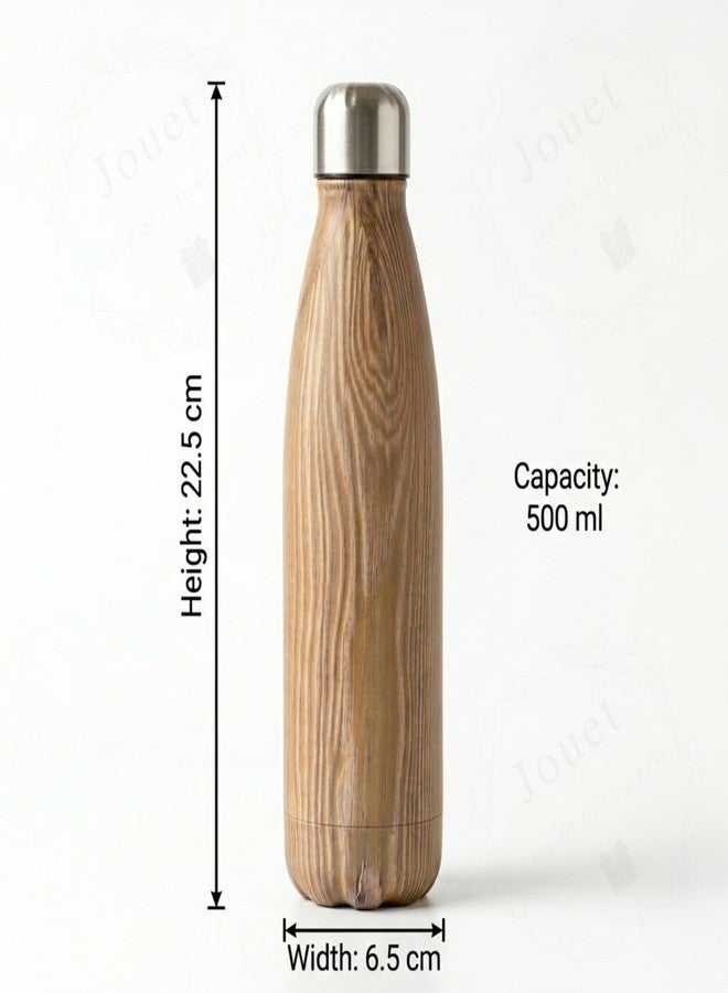 JOUET Vacuum Insulated Wood-Like Design Stainless Steel Water Bottle 1000ml Double Walled Leak Proof Keeps Drinks Hot and Cold Marble Design for Office Gym Travel - Image 2