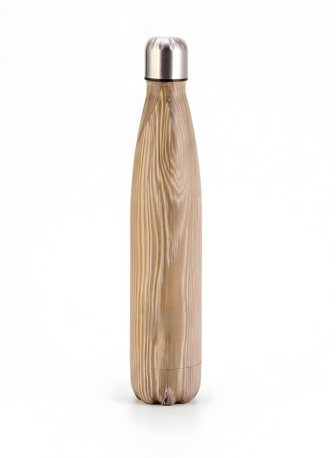 JOUET Vacuum Insulated Wood-Like Design Stainless Steel Water Bottle 1000ml Double Walled Leak Proof Keeps Drinks Hot and Cold Marble Design for Office Gym Travel - Image 1