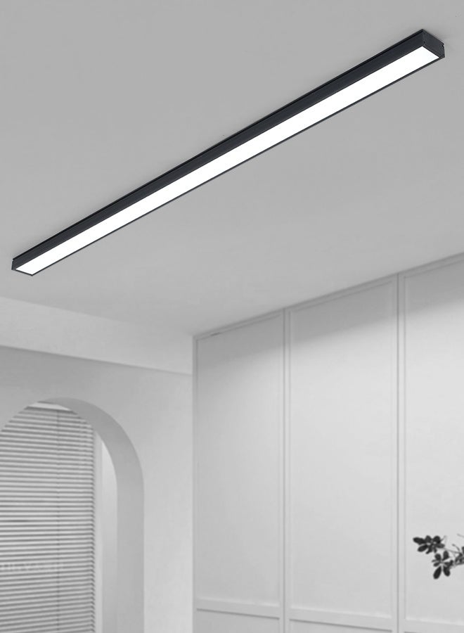 YATAI LIGHTING 60W Linear LED Ceiling Light, 150cm Black Rectangular Fixture with Adjustable Hanging Wire, 6000K Bright White, Non-Dimmable IP40 Dustproof ABS - PP Acrylic Body for Offices,Corridors - Image 1