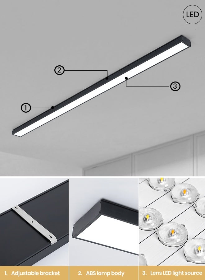 YATAI LIGHTING 60W Linear LED Ceiling Light, 150cm Black Rectangular Fixture with Adjustable Hanging Wire, 6000K Bright White, Non-Dimmable IP40 Dustproof ABS - PP Acrylic Body for Offices,Corridors - Image 4