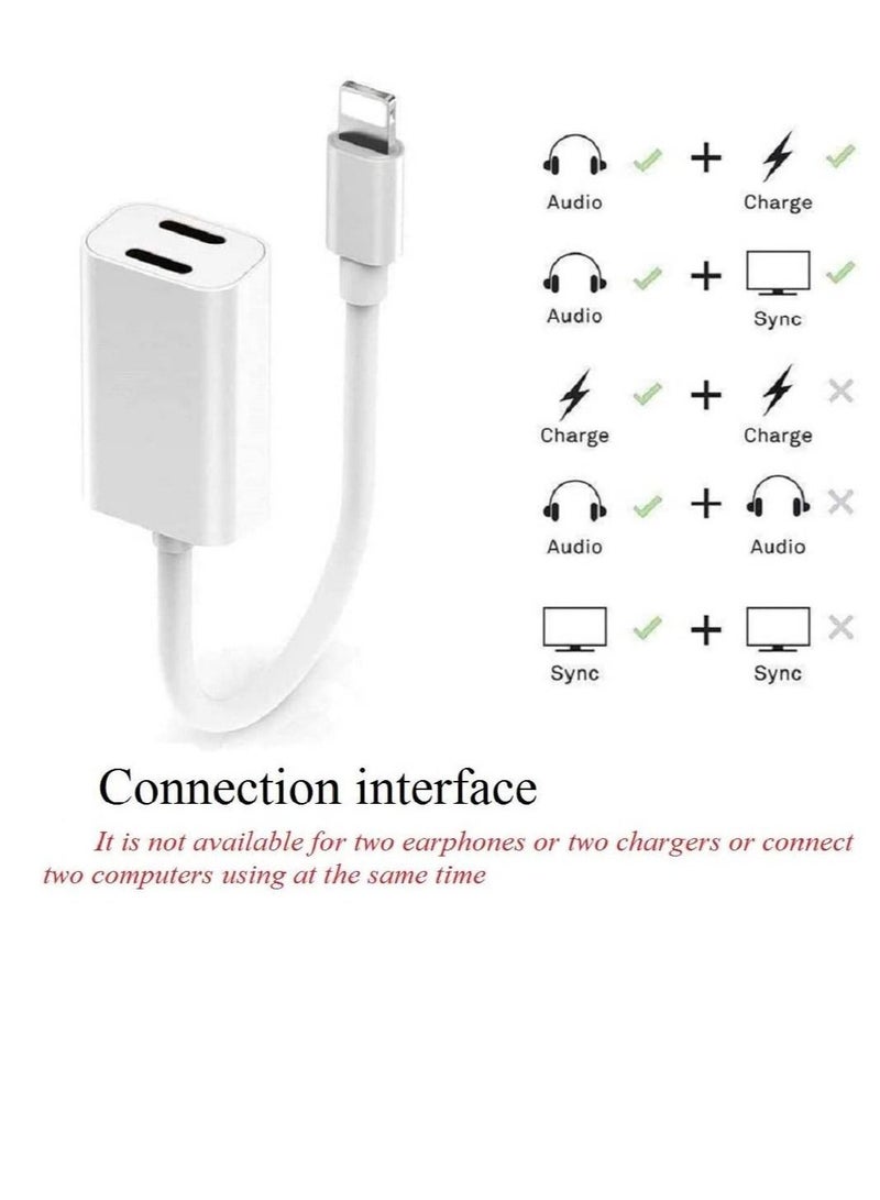 GENNEXT Double Lightning Headphone Splitter, 2 in 1 Dual Lightning Headphone Audio & Charge Cable Compatible for iPhone 12/11/XS/XR/X 8 7/iPad, Support Sync Data + Music Control + Call - Image 2