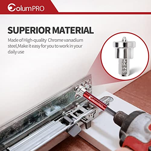 ColumPRO 12PCS Magnetic Positioning Drywall Screw Bits Setter PH2 Bits,Plasterboard Screw Hex Shank Positioning Bit Batch Head,10PCS 50mm Drywall Screw Bits,2PCS Magnetic Extension Bit Holder - Image 2