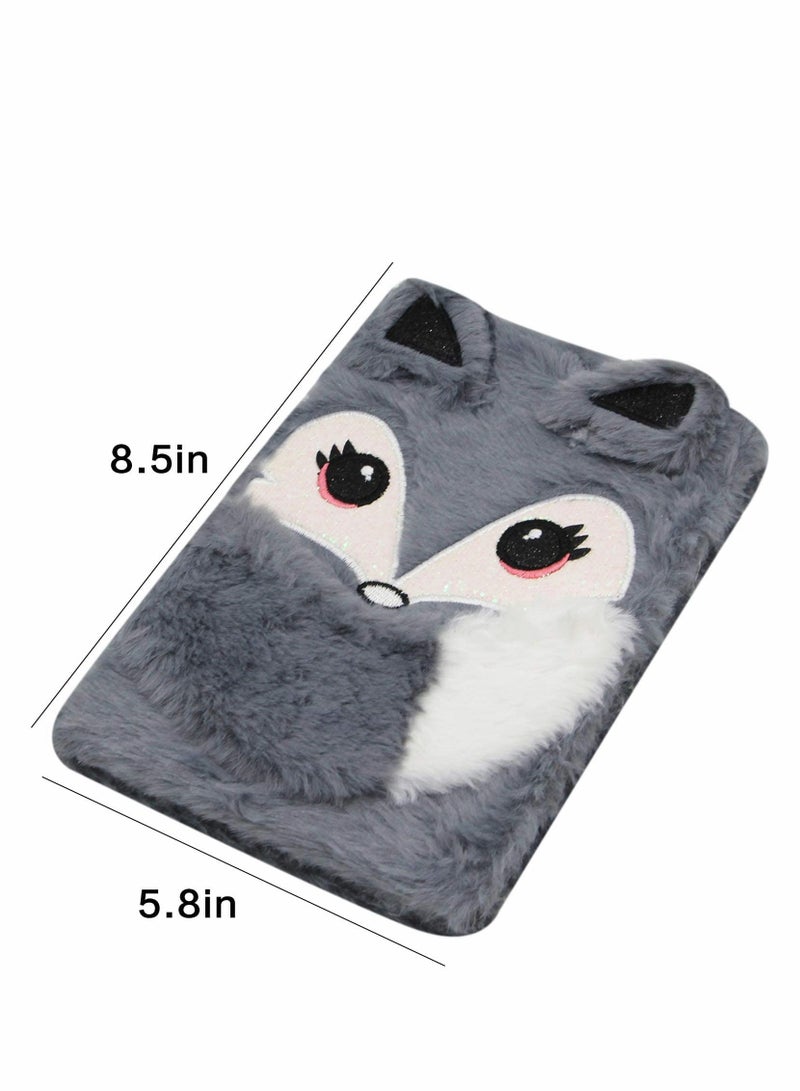 Plush Diary, Writing Journal Stationery for Kids, Lovely Animals Notebook Kids Plush Diary for Students School Gifts, Girls Teens Fuzzy Journal Writing Pad A5 Lined 160 Pages - Image 3