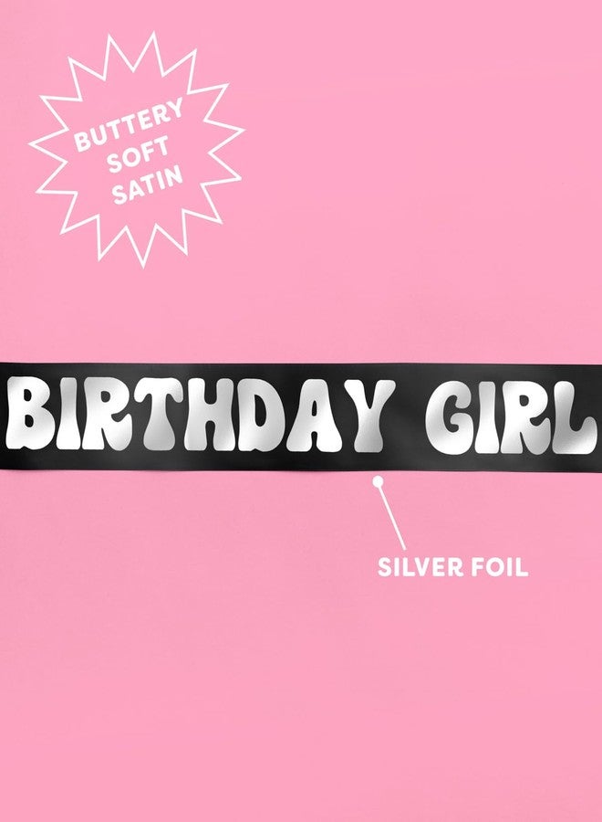 xo, Fetti Black Birthday Girl Sash | Groovy Bday Party Decorations, Silver Girl Party Favor, HBD Supplies, Birthday Queen Outfit, Finally 21, Cute Birthday Sash, 30th, 40th, 50th - Image 3