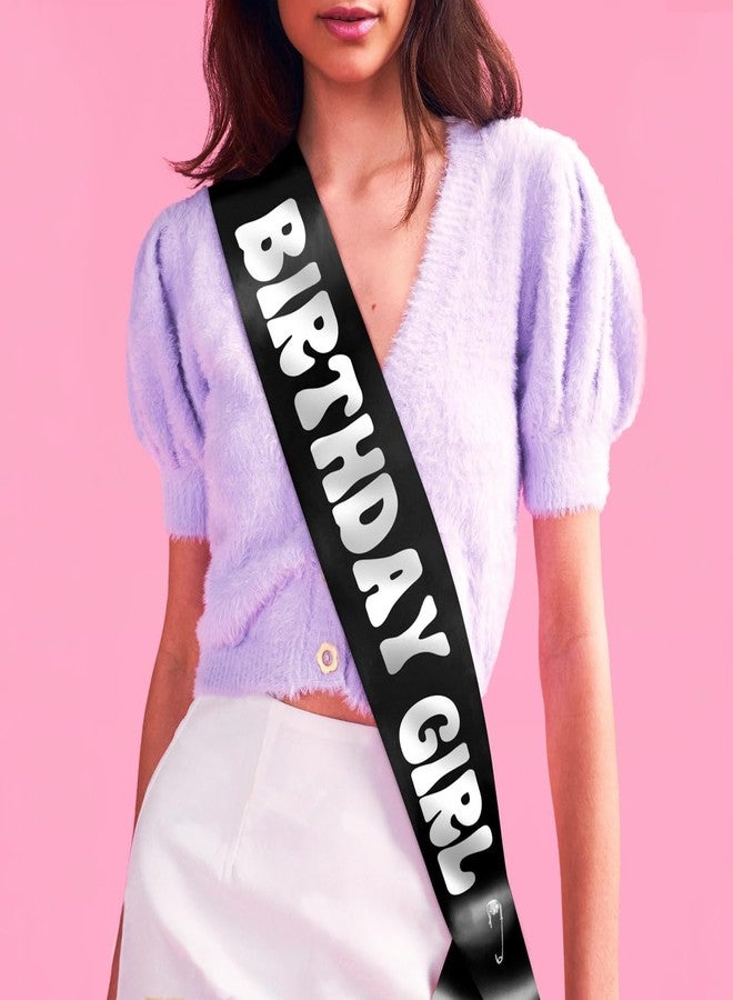 xo, Fetti Black Birthday Girl Sash | Groovy Bday Party Decorations, Silver Girl Party Favor, HBD Supplies, Birthday Queen Outfit, Finally 21, Cute Birthday Sash, 30th, 40th, 50th - Image 2
