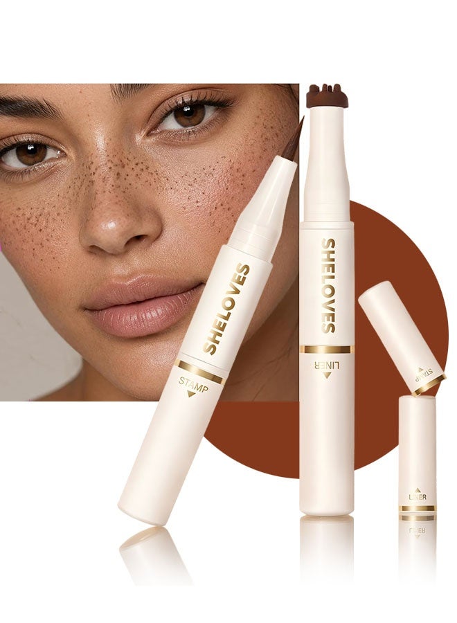Sheloves Freck Please Freckle Tint,2 In 1 Freckle Stamp Pen, Waterproof & Quick-Dry Fake Freckle Pen for Natural Sun-Kissed Look, Long-Lasting Freckle Makeup Stamp. 03 DARK CHOCOLATE - Image 1