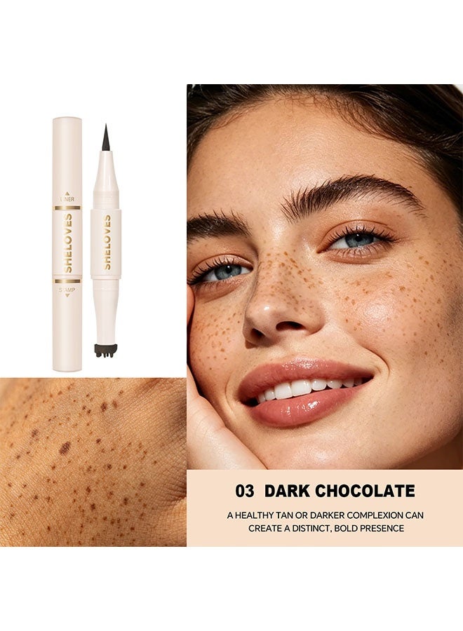 Sheloves Freck Please Freckle Tint,2 In 1 Freckle Stamp Pen, Waterproof & Quick-Dry Fake Freckle Pen for Natural Sun-Kissed Look, Long-Lasting Freckle Makeup Stamp. 03 DARK CHOCOLATE - Image 2