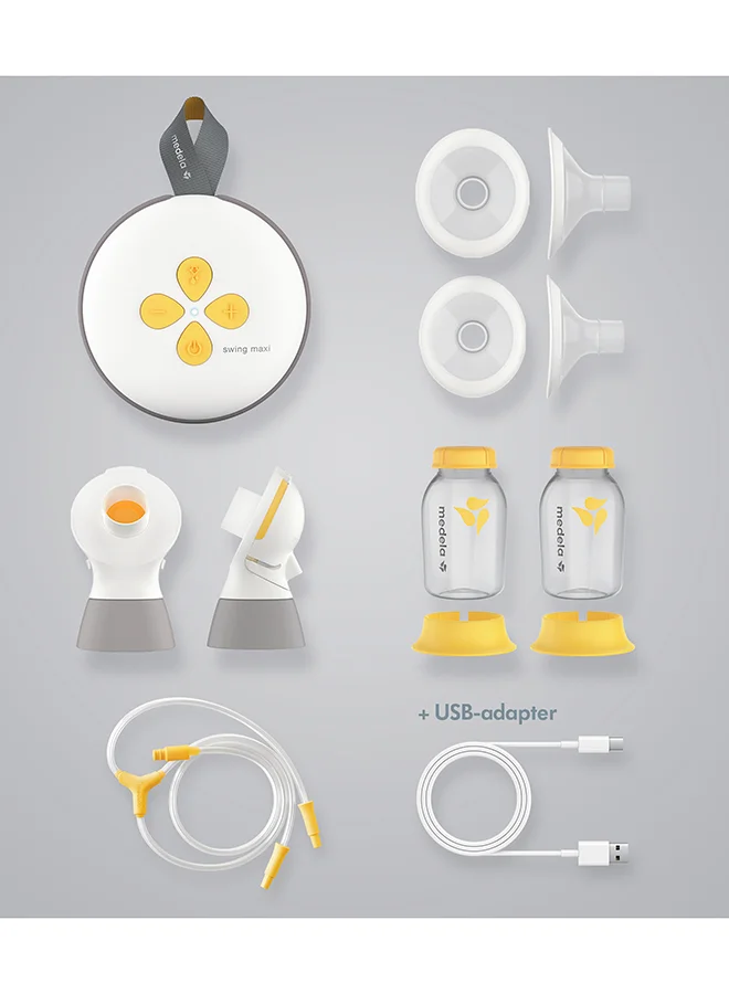 ميديلا Combo New Swing Maxi Double Electric Breast Pump + Hands-free Breast Milk Collection Cups