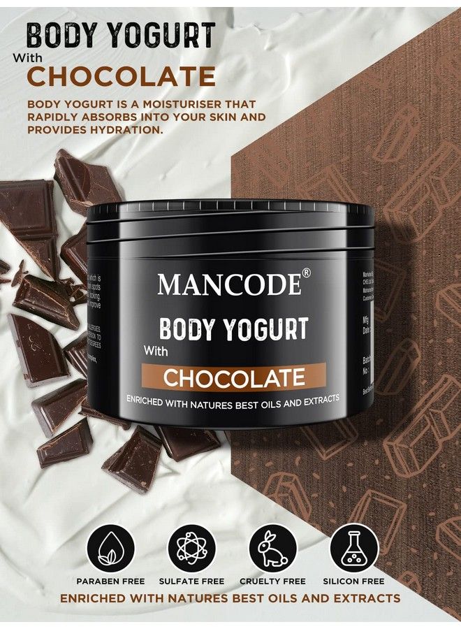 MAN CODE Mancode Chocolate Body Yogurt Fast Absorbing Treats Damp Skin Non Sticky Texture Lightweight Cream Intense Moisturization 100 Gm Daily Moisturizer For Men (Pack Of 1)  - Image 3