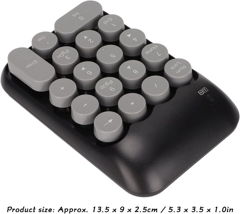 klarako 18 Keys Wireless Numeric Keypad, Portable TypeC Number Keypad Mini Computer USB C Number Keyboard Vintage Round Frosted Numeric Keypad for Laptop - Image 4