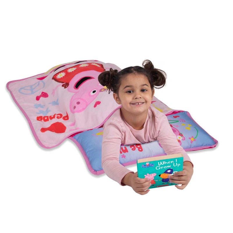 Peppa Pig NoJo Peppa Pig I'm so Happy Toddler Nap Mat - Includes Attached Pillow and Fleece Blanket - Image 4