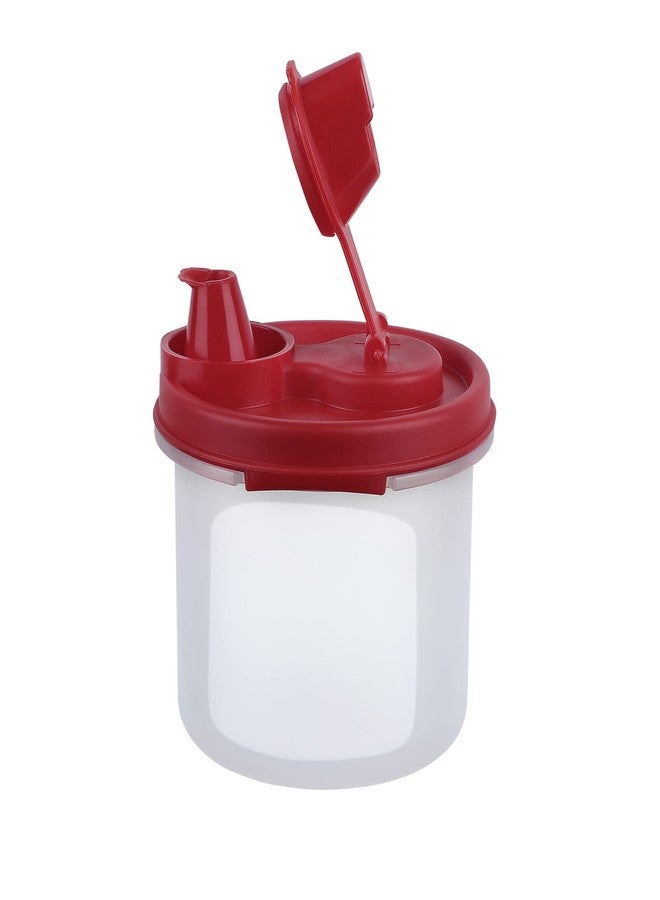 Cutting EDGE Smart Oil Dispenser Storage Air-Tight & Leak Plastic Round Modular Container for Vinegar, Sauces, Oils, Water, Easy Flow, BPA Free, Refrigerator Safe (Dark Red, 285 ML, Set of 2) - Image 4
