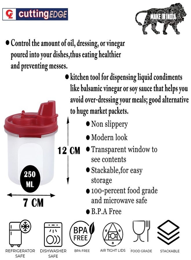 Cutting EDGE Smart Oil Dispenser Storage Air-Tight & Leak Plastic Round Modular Container for Vinegar, Sauces, Oils, Water, Easy Flow, BPA Free, Refrigerator Safe (Dark Red, 285 ML, Set of 2) - Image 2