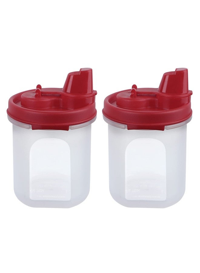 Cutting EDGE Smart Oil Dispenser Storage Air-Tight & Leak Plastic Round Modular Container for Vinegar, Sauces, Oils, Water, Easy Flow, BPA Free, Refrigerator Safe (Dark Red, 285 ML, Set of 2) - Image 1