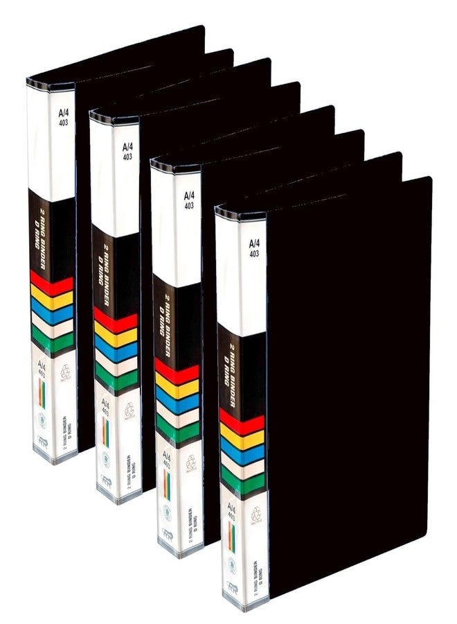 Dotpot 2D Ring Binder Plastic Box File -A4 Size | File for Certificates and Documents | Office documents and Certificate Plastic File | Ring Files for Documents (Black, Pack of 4) - Image 2