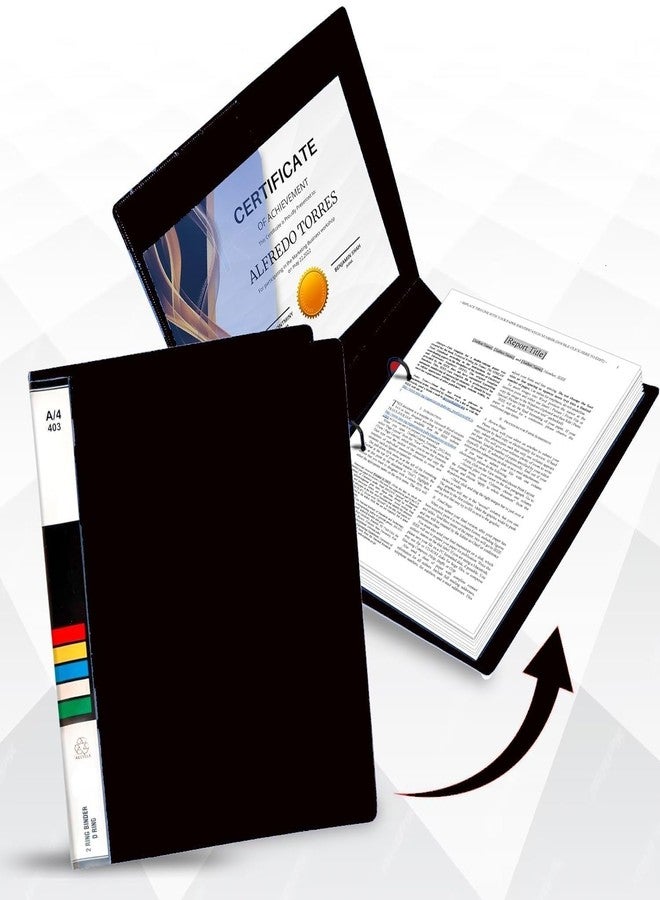 Dotpot 2D Ring Binder Plastic Box File -A4 Size | File for Certificates and Documents | Office documents and Certificate Plastic File | Ring Files for Documents (Black, Pack of 4) - Image 5