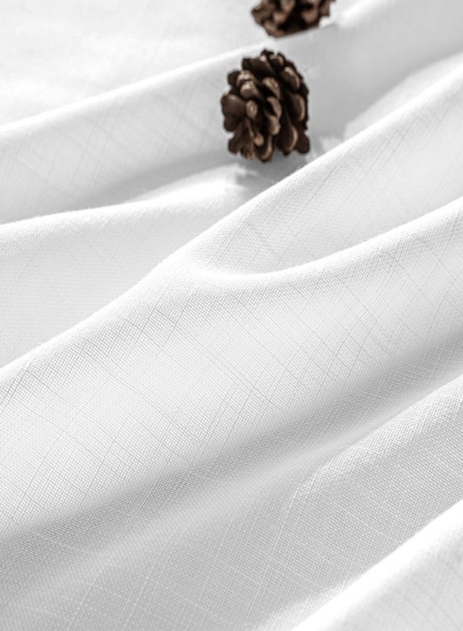 MIULEE White Linen Curtains 84 Inch Length 2 Panels for Bedroom Living Room, Soft Thick Linen Textured Back Tab Window Drapes Semi Sheer Light Filtering Rod Pocket Modern Farmhouse Decor - Image 2