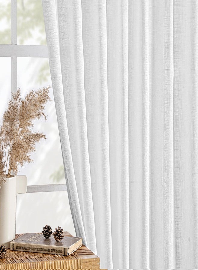 MIULEE White Linen Curtains 84 Inch Length 2 Panels for Bedroom Living Room, Soft Thick Linen Textured Back Tab Window Drapes Semi Sheer Light Filtering Rod Pocket Modern Farmhouse Decor - Image 4