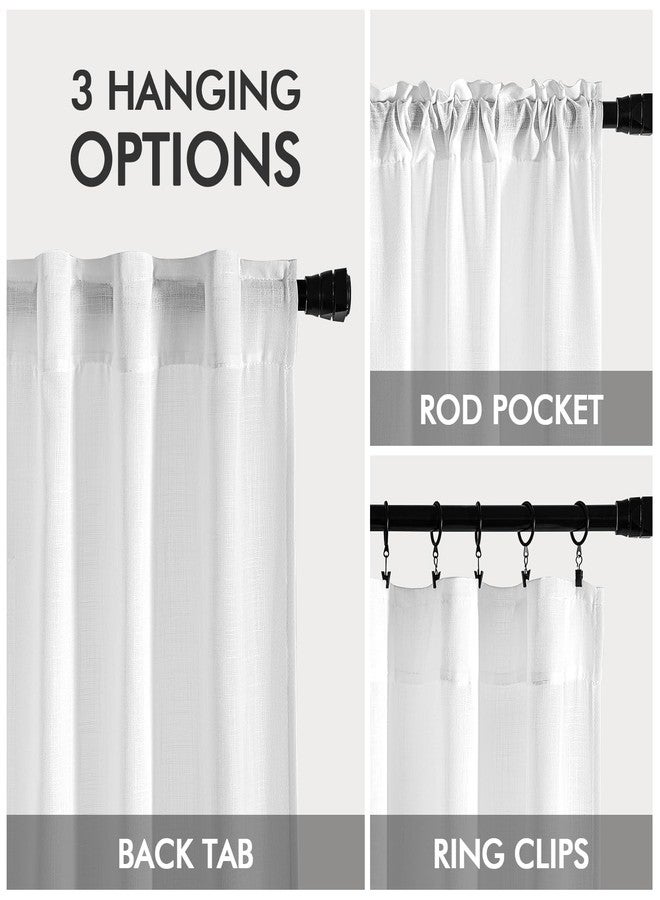 MIULEE White Linen Curtains 84 Inch Length 2 Panels for Bedroom Living Room, Soft Thick Linen Textured Back Tab Window Drapes Semi Sheer Light Filtering Rod Pocket Modern Farmhouse Decor - Image 3