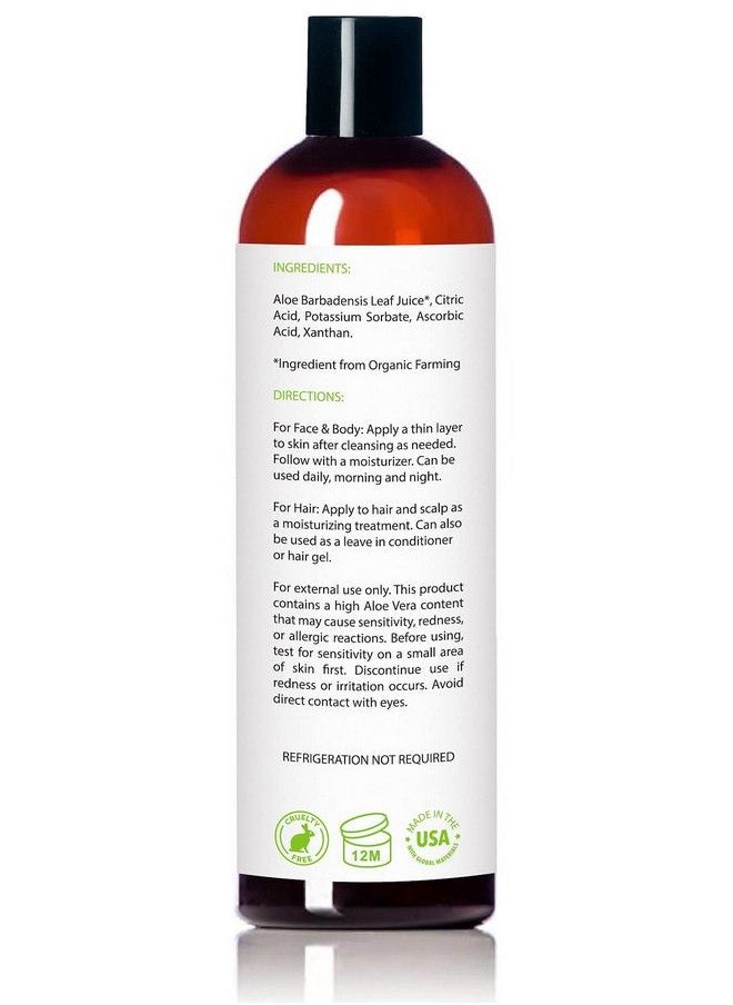 Amara Beauty - Aloe Vera Gel From Organic Cold Pressed Aloe For Face Body And Hair 12 Fl. Oz. - Image 1