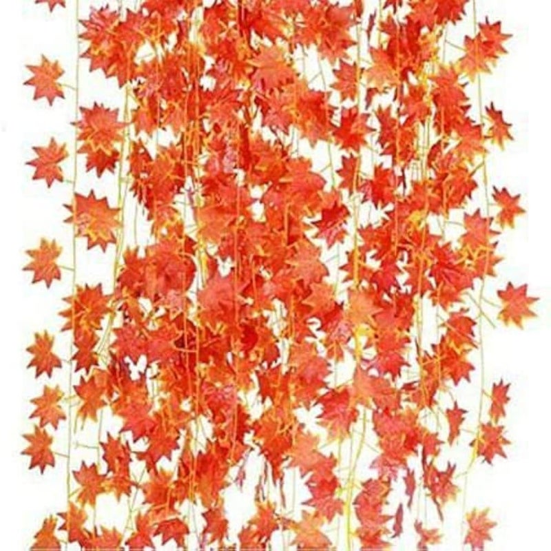 Evisha Orange Artificial Small Money Plant Maple Leaves String Garland Mala Bandharwar for Diwali Decoration, 6ft Long, Perfect for Doors, Windows, Walls, and Festival Home Décor- 2 Pcs - Image 4