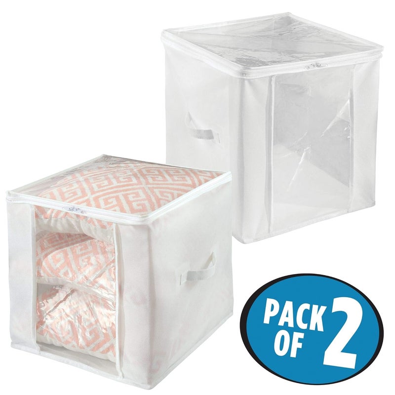 InterDesign NonWoven Fabric Foldable Storage Zipper Cubes for Clothing Linens Pack of 2 White - Image 2