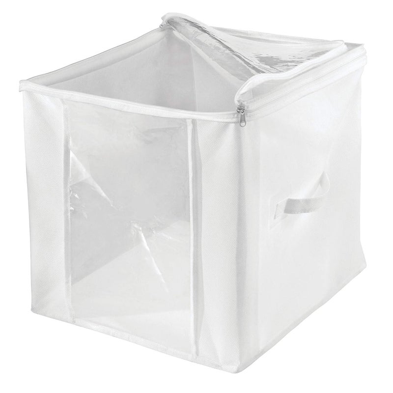 InterDesign NonWoven Fabric Foldable Storage Zipper Cubes for Clothing Linens Pack of 2 White - Image 4