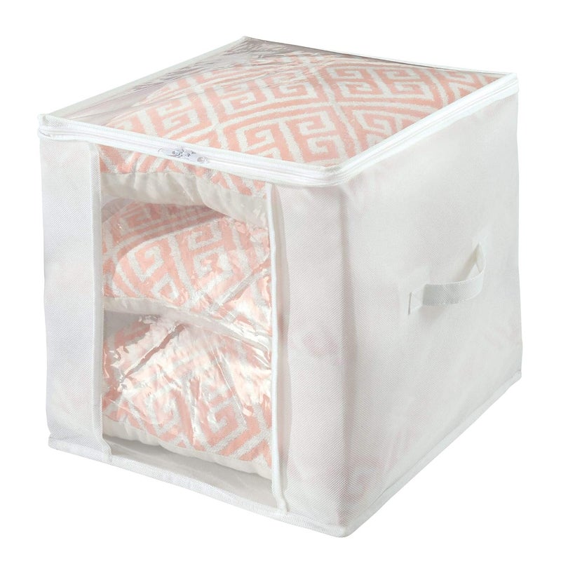 InterDesign NonWoven Fabric Foldable Storage Zipper Cubes for Clothing Linens Pack of 2 White - Image 5