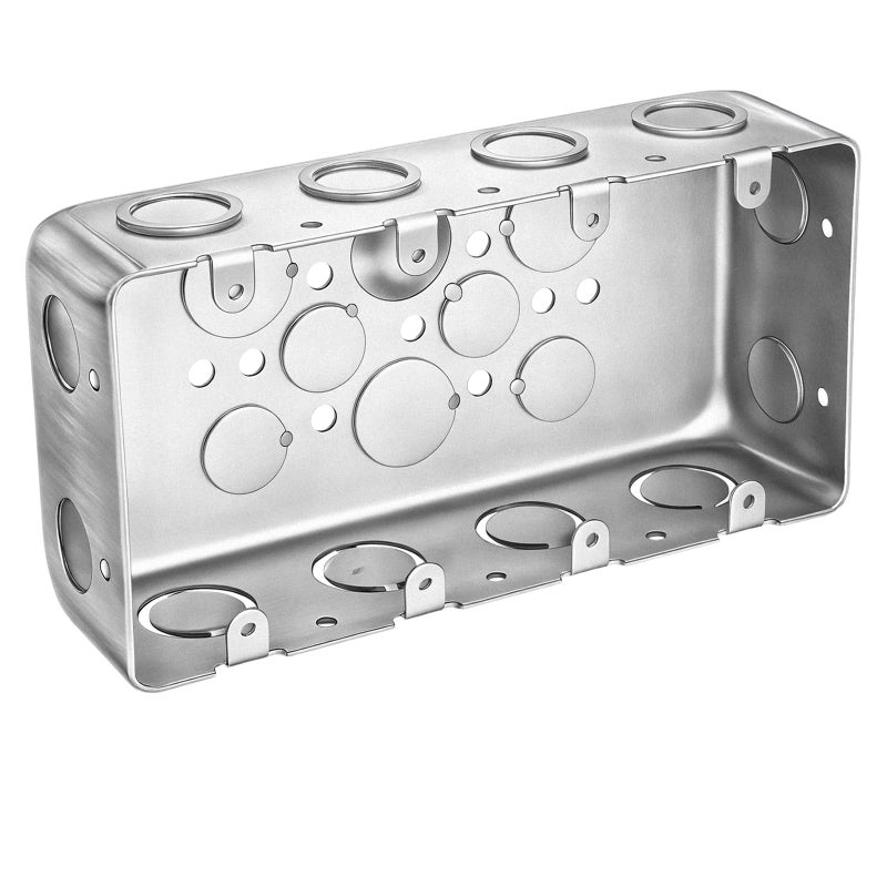 Yaocom Metal Electrical Box 2-1/8 Inch Deep Four Gang Square Multi Device Switch Electrical Junction Box Galvanized Steel Metal for Multiple Wiring Configurations - Image 1