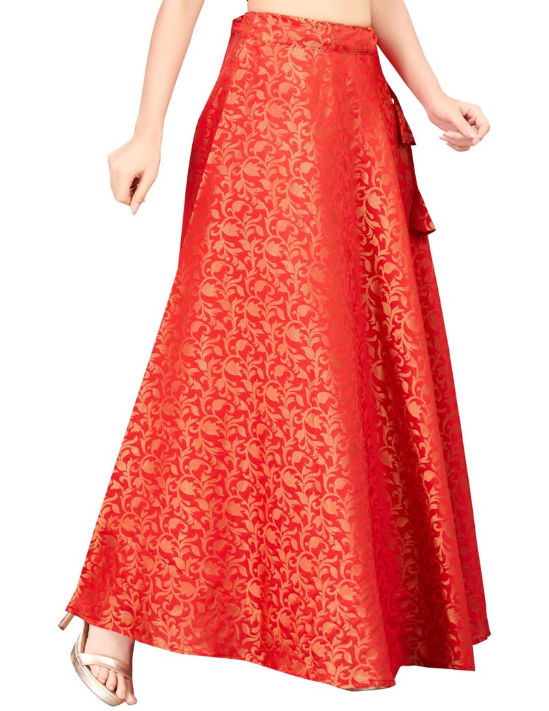 Studio Shringaar Women's Readymade Banarasi Brocade Skirt Lahenga Ghaghra(XL, Red) - Image 4