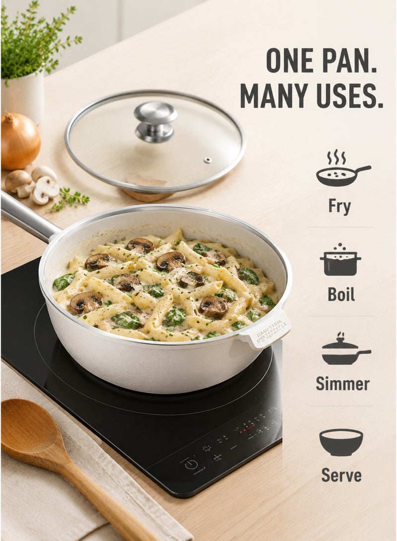 MGC Frying Pan Nonstick Ceramic Frying Pan with Lid, Non Toxic Nonstick Pan Skillet, Healthy Egg Pan Nonstick Omelet Pan Chef's Pan, PTFE PFOA & PFAS Free, Induction Compatible - Image 2